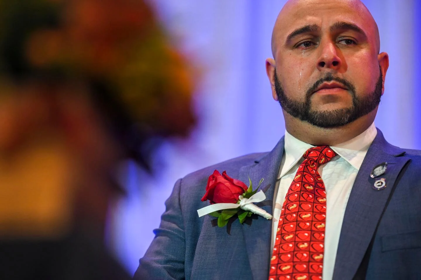Postal Carrier crying at an awards ceremony