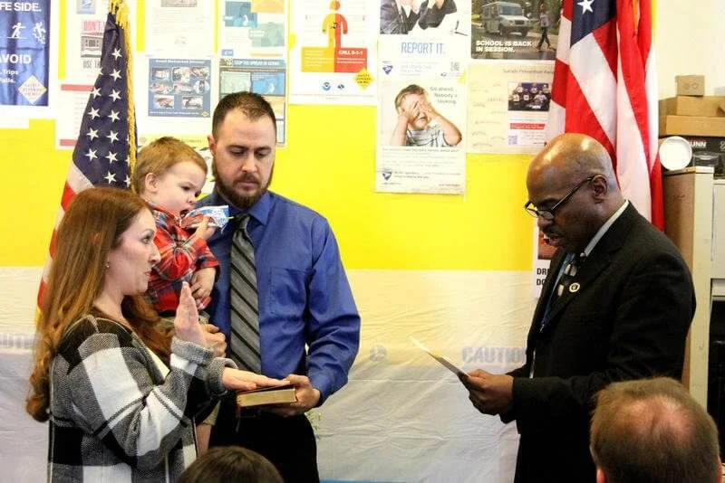 Longtime postal employee and Officer-In-Charge Shermeen Hill was sworn in as postmaster of the Sandwich Post Office in a small ceremony Friday afternoon, March 6, in the back of the post office. Hill has worked for the United States Postal Service for 21 years and has lived in Sandwich for 15 years. She got her start with the postal service thanks to her aunt, a retired postmaster in Big Rock who encouraged her to apply and take the required test.