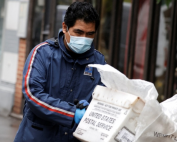 Postal worker wearing a mask