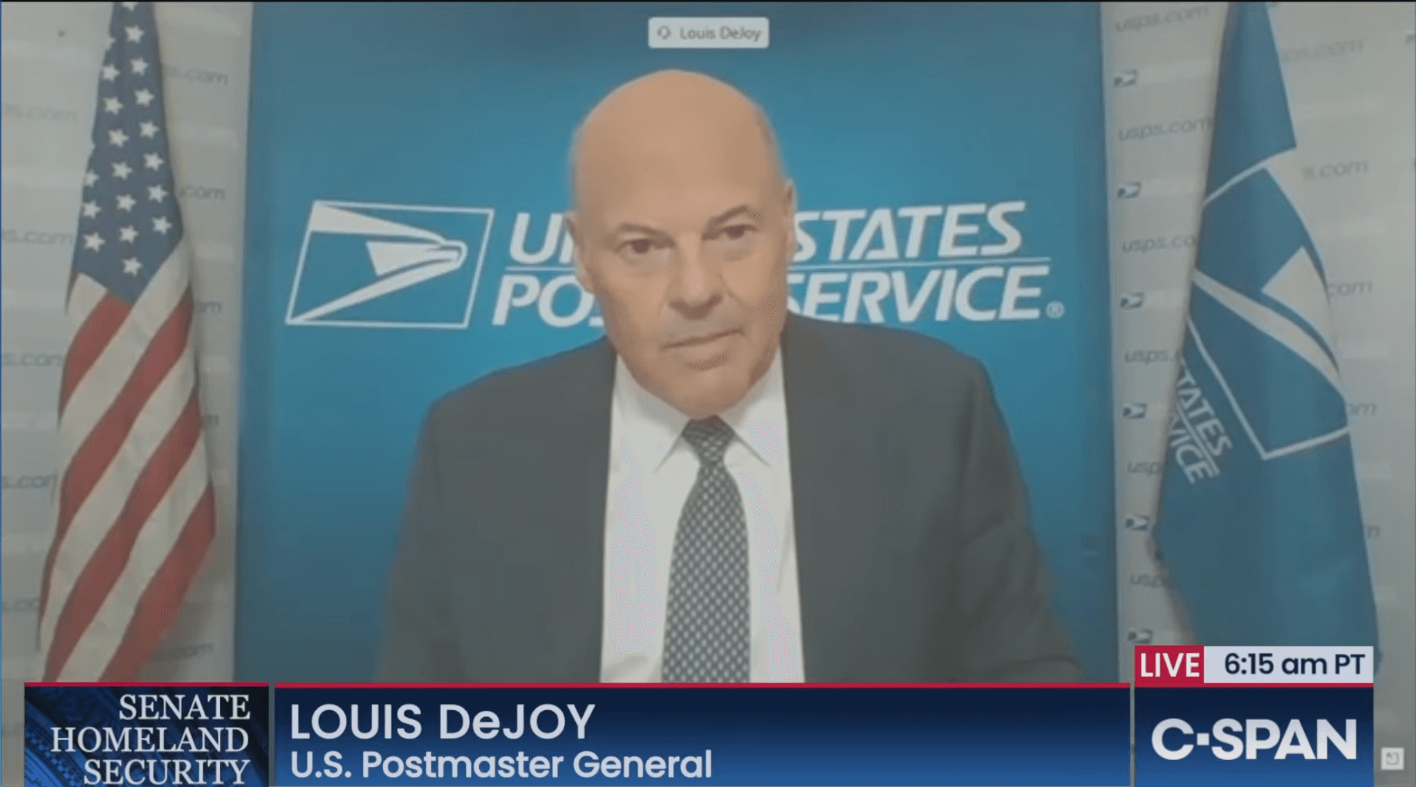Screen Shot of Postmaster General Louis DeJoy during congressional testimony